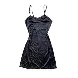 70s vintage black slip dress dark coquette size 36 / medium